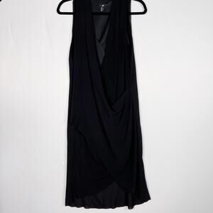 H&M Black Size 6 Faux Wrap High Low Dress Sleeveless Lined Cocktail Layered